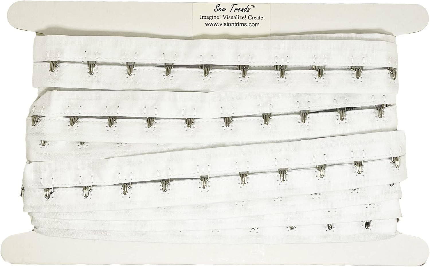 5 Yards Pair of Hook and Eye Tape 0.75" Inch SPACING Silver Metal White Cotton Edging Cordage Trim Lingerie Sewing