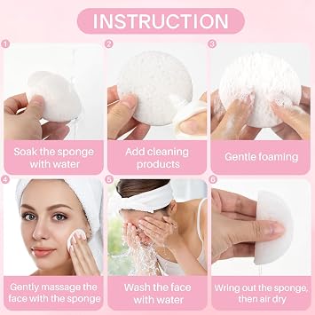 30-Count Compressed Facial Sponges,100% Natural Cellulose Cosmetic Make Up Sponges for Face Daily Facial Cleansing,Exfoliating,Makeup Removal(White)