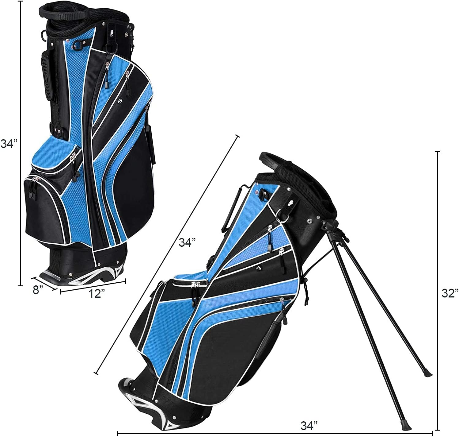 Renatone Golf Stand Bag, Lightweight Organized Golf Bag w/ 6 Way Dividers, 7 Pockets & Padded Dual Straps, Easy to Carry Golf Club Bag for Men & Woman (Blue)