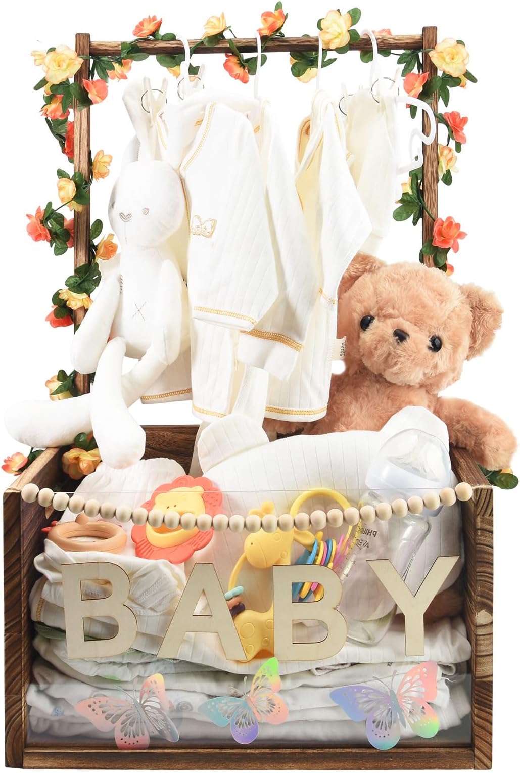 Amazon.com: TAEYONK Wooden Baby Shower Crate Closet, Baby Shower Basket ...