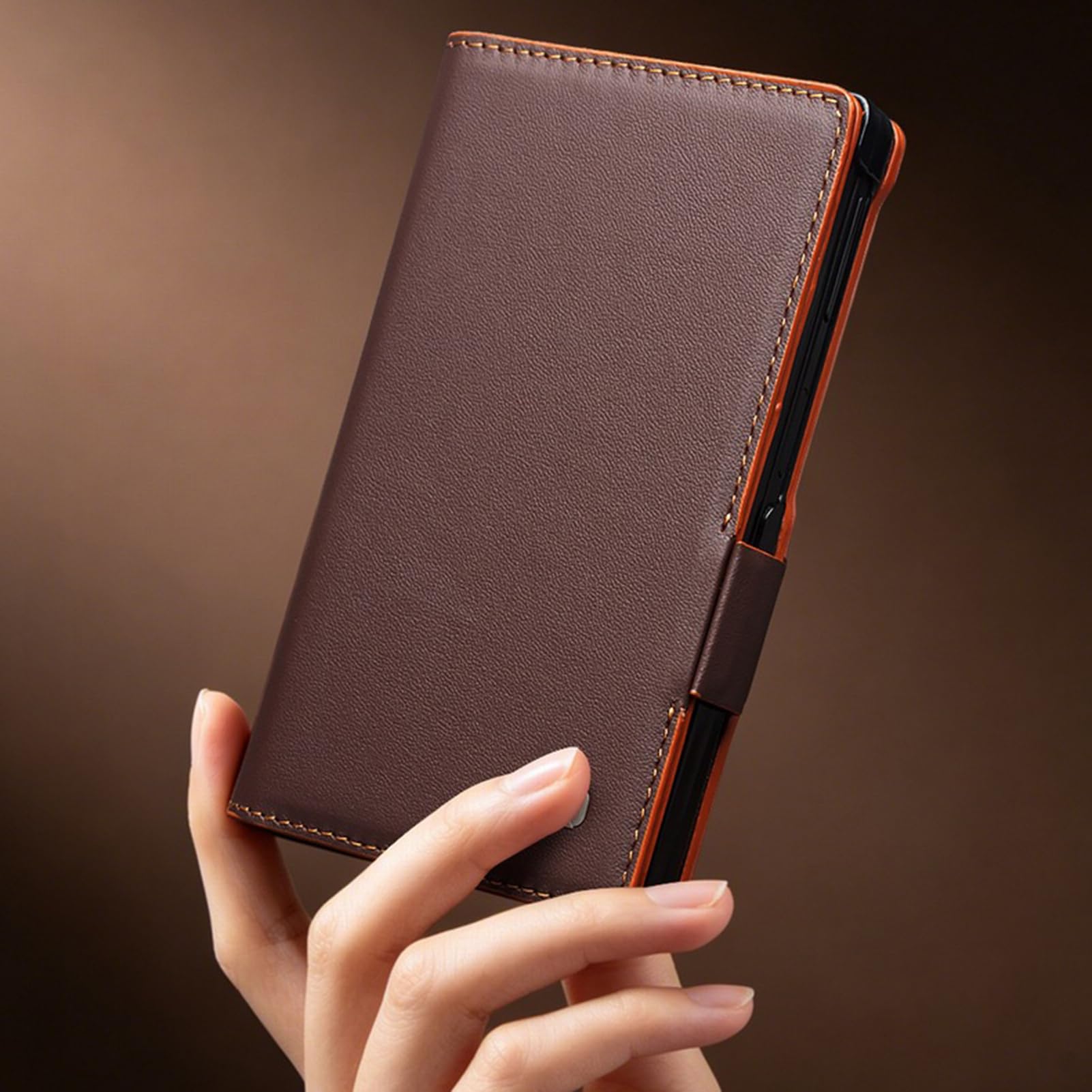 Custodia a portafoglio in vera pelle per Samsung Galaxy Z Fold 8, realizzata a mano