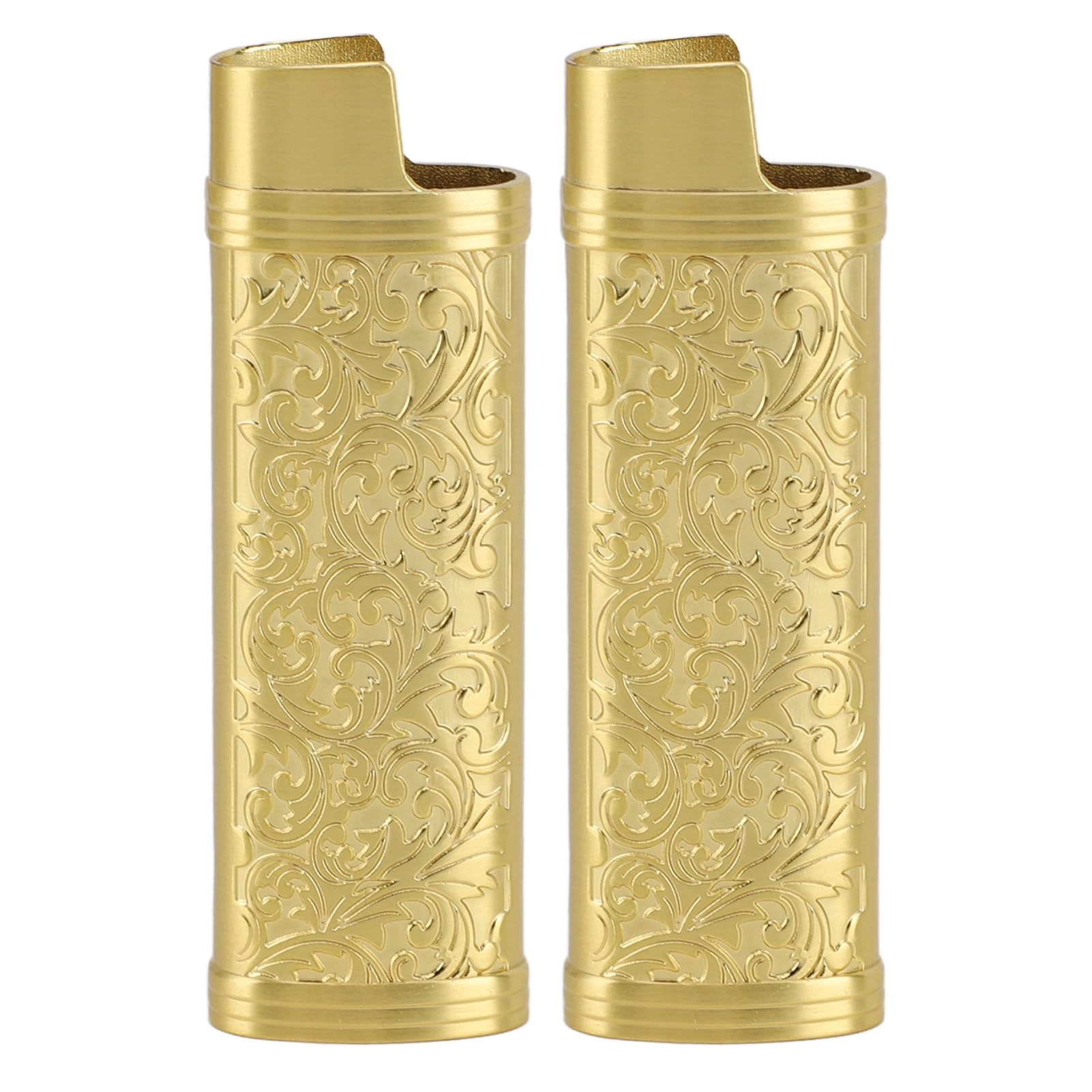 Metal Lighter Case Cover Holder Sleeve for BIC Full Size Lighter J6, Enhance the of Your Lighter with This Unique Featuring a Vintage Botanical Pattern, (Gold)