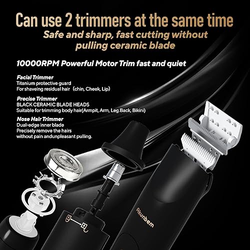 Miniatura 2 de Afeitadora eléctrica de ingle y vello corporal para hombres, recortadora de bikini para mujeres, afeitadora eléctrica de bolas, púbica, IPX7 Negro