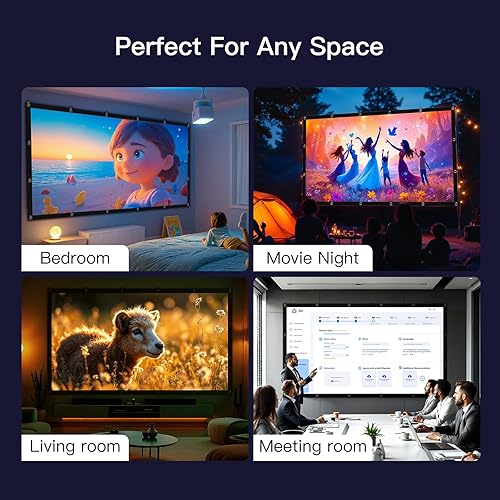 Miniatura 7 de Pipishell Pantalla de proyector mejorada de múltiples capas de 120 pulgadas, pantalla de cine 4K UHD 169 para exteriores, plegable y lavable a mano,