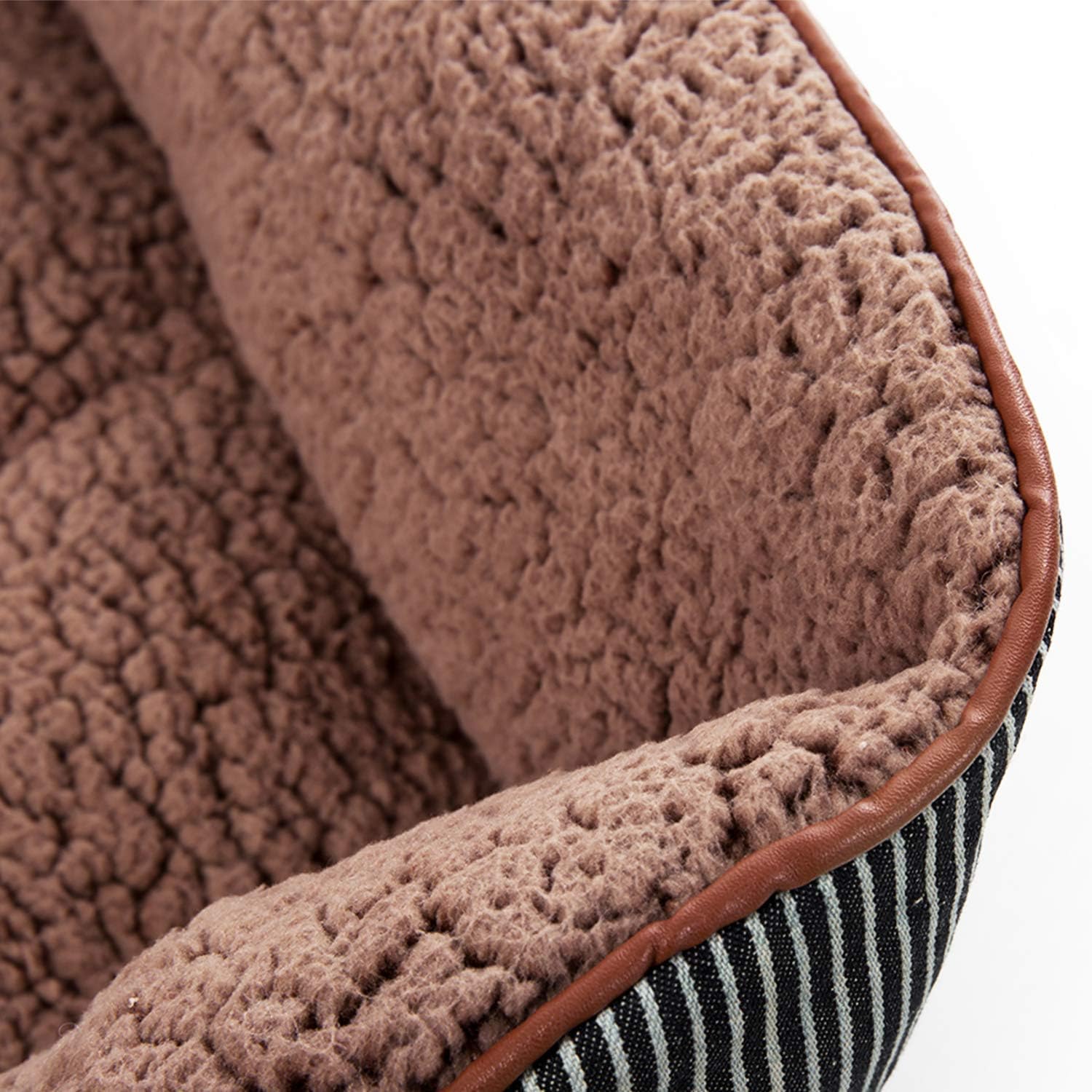 Smiling Paws Pets Large Washable Dog & Cat Bed / Lounge with Extra Soft Organic Cotton Sides, Premium Plush Puppy & Kitty Sofa for Medium & Large Doggies & Animals (35" x 26" x 7")