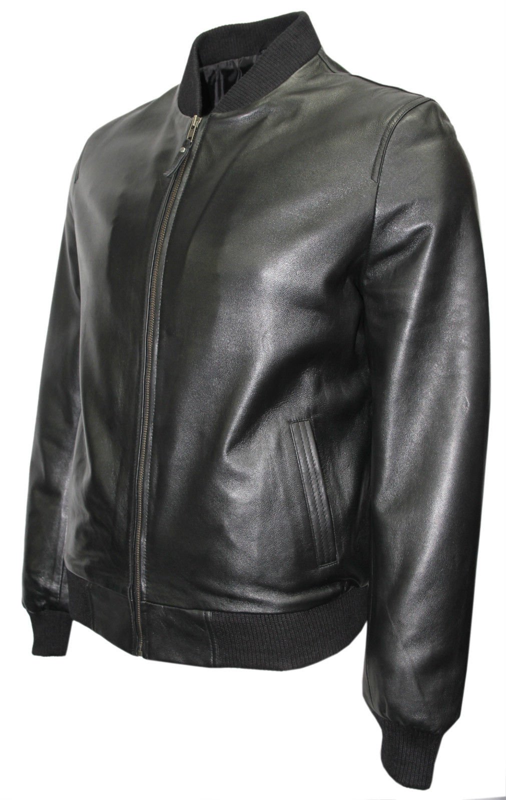 LLD 70'S Retro Bomber Men's Black Cool Classic Soft Italian Nappa