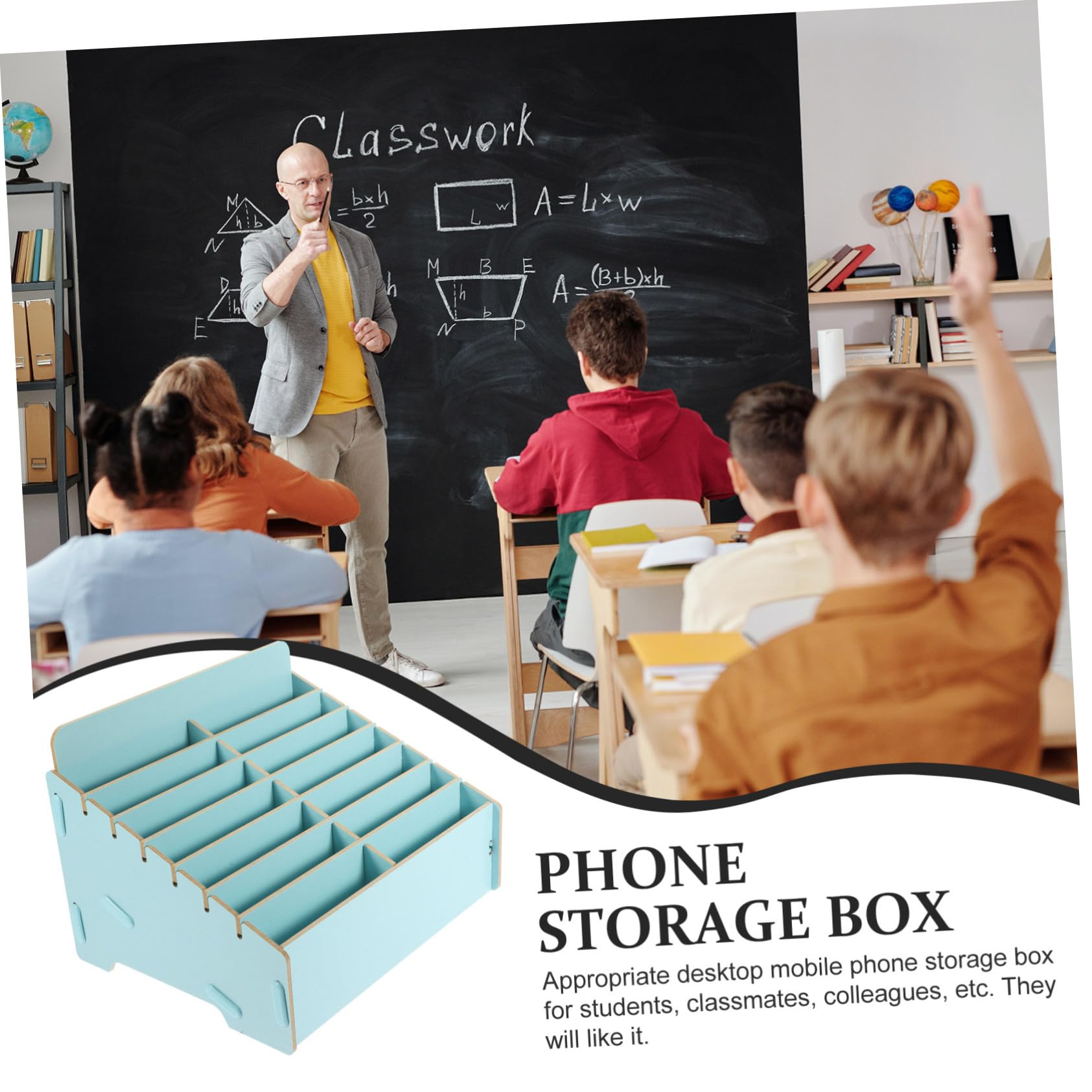 PLAFOPE Scatola Porta Cellulare Organizer per Scrivania Scomparti Multipli in Legno Funzionale e Robusto Stile Rustico Semplice per Casa e Ufficio