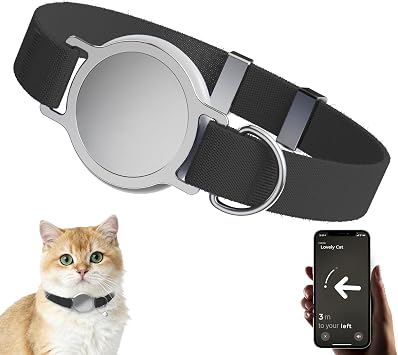 AirTag Cat Collar, Ultra Elastic Cat Tracker Collar Black