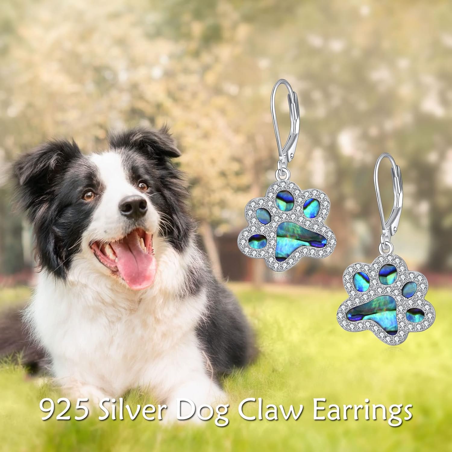 Paw Print Earrings Sterling Silver Leverback Dog Paw Earrings Puppy Paw Drop Dangle Earring for Women Girls - Image 5