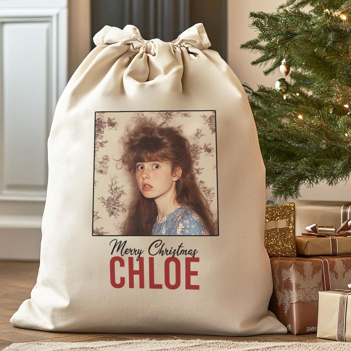 The Gift Project Personalised Funny Photo & Name - Christmas Santa Sack