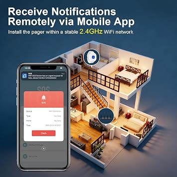 Personal Alarms for Elderly, Tuya WiFi Smart Personal Alarms for Women Panic Button, 1 Rechargable Call Button, Only Supports 2.4GHz Wi-Fi, No Fees