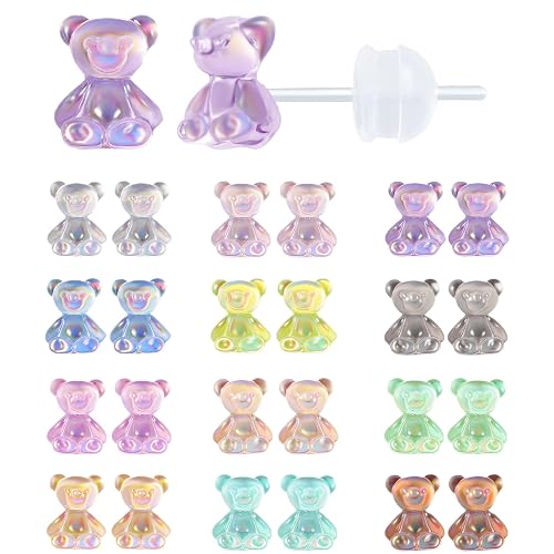 KASFREE Cute Plastic Earrings for Sensitive Ears Hypoallergenic Stud for Women