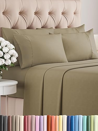 Vista 57 de Juego de sábanas Split King de 7 piezas, sábanas transpirables y refrescantes, sábanas de hotel, bolsillos profundos, ajuste fácil, suaves y sin