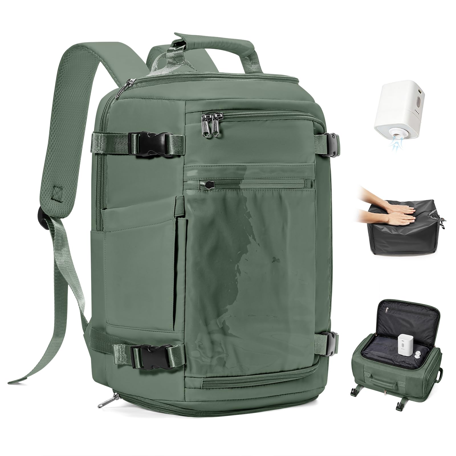 BJLFS Zaino Ryanair 40x30x20 Sottovuoto con Pompa Zaino da Viaggio Ryanair 40x20x25 Borse da Cabina per Wizzair Bagaglio a mano Easyjet 45x36x20 Sottovuoto Zaino Casual per Laptop