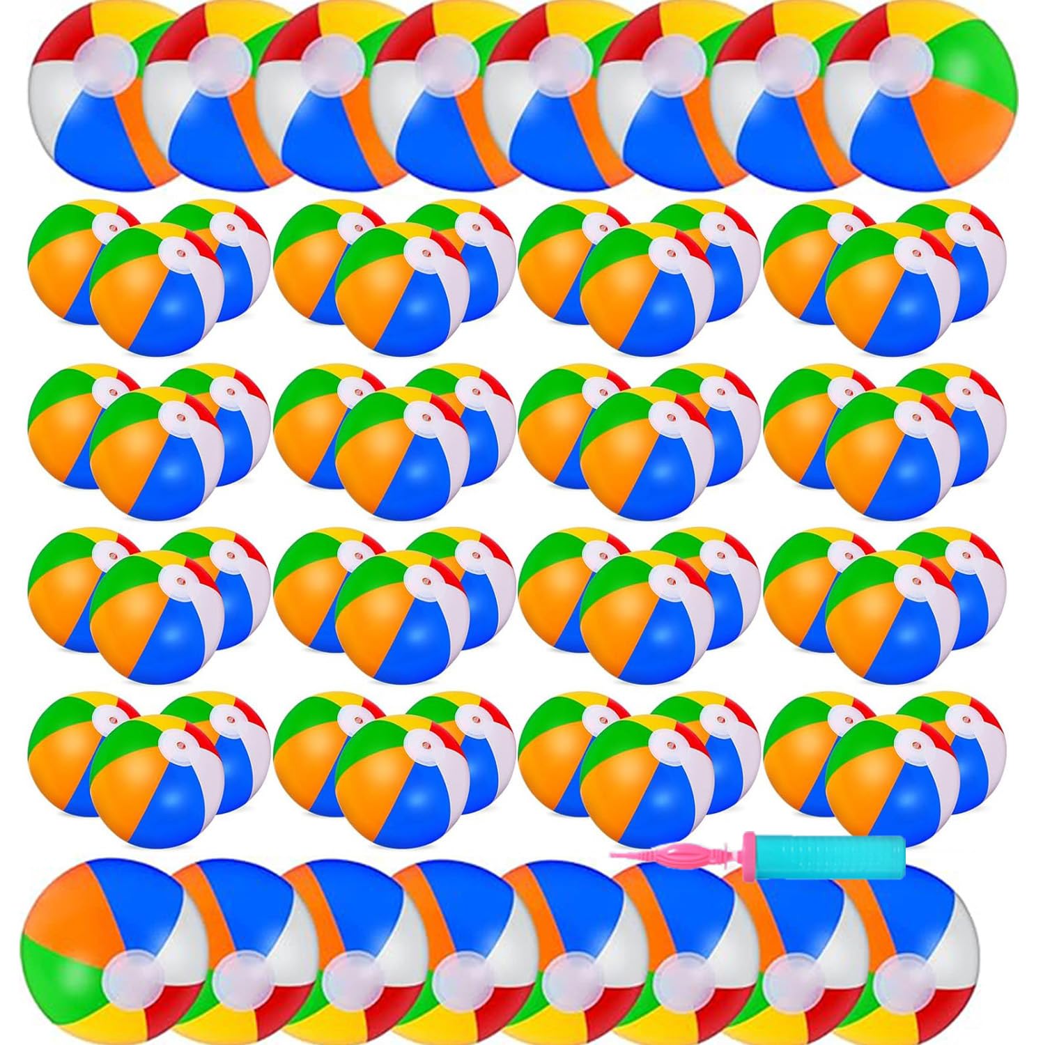 40 Pièces Ballon de Plage Gonflable, Coloré Ballon Gonflable Piscine 31CM,Enfants et Adultes, pour Jouets de Plage, Cadeaux de Fête, Activités d'été en Plein Air Fête à la Plage,Avec pompe à air