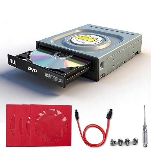 Internal 5.25 SATA DVD/CD Burner, 24x Optical Drive for PC Tower