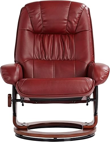 Miniatura 13 de Benchmaster Morgan Stucco - Sillón reclinable giratorio de piel sintética con silla otomana, sillón moderno, ergonómico, manual, reclinable, Estuco