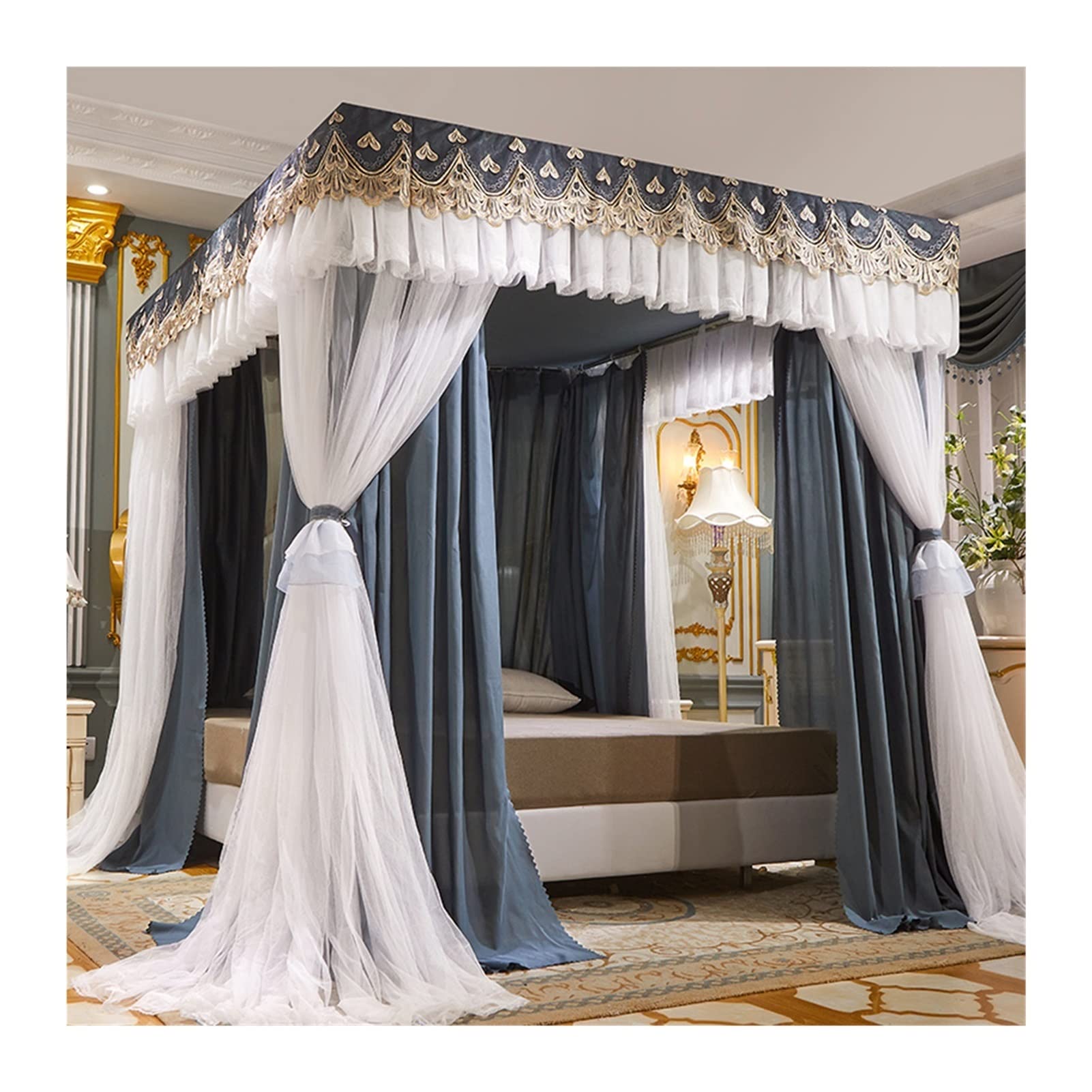 GTHTUHFD Bed Canopy Mosquito Net For 6Ft/1.8M Bed, Dustproof Bed Canopy For S Bedroom Decoration, Luxury Bed Curtain,Style 7-180x220x200cm