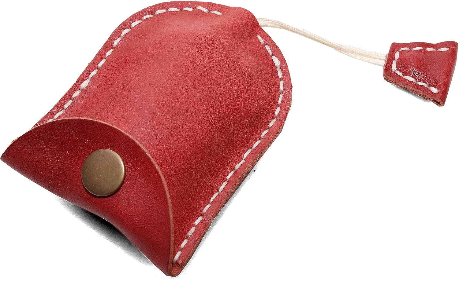 Handmade Leather Drawstring Key Case Oval Key Holder with Secure Snap Button Closure Fits Car Keys, House Keys case