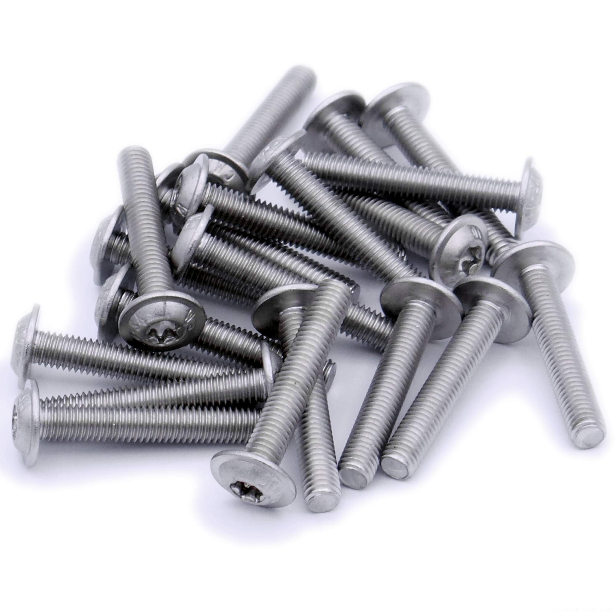 Singularity Supplies Silver M3 (3Mm X 8Mm) Flanged Tx Socket Button Machine Screw (Bolt) - Stainless Steel (A2) (Pack Of 20)