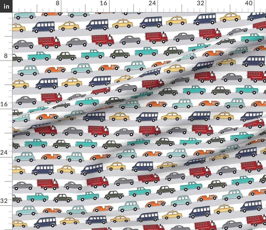 Spoonflower Fabric - Colorful Cars Large Bus Trucks Boy Car Printed on Petal Signature Cotton Fabric Fat Quarter - Sewing Quilting Apparel Crafts Decor