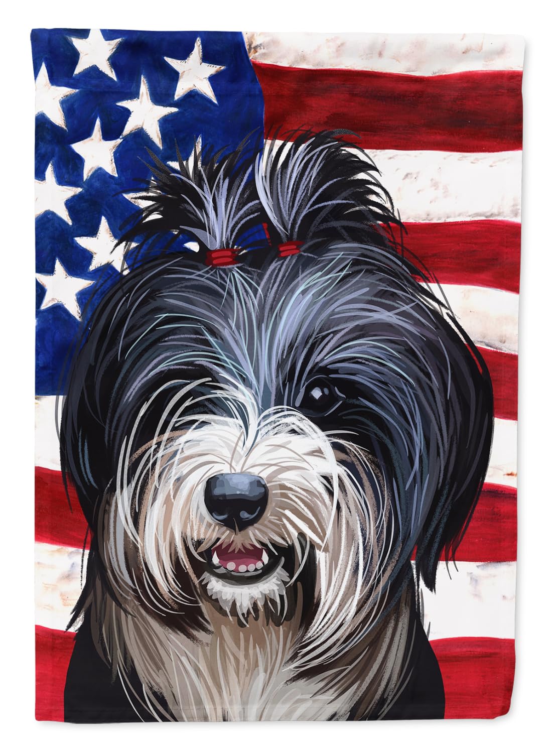 Tibetan Terrier American Flag drapeau jardin petit format multicolore CK6740GF