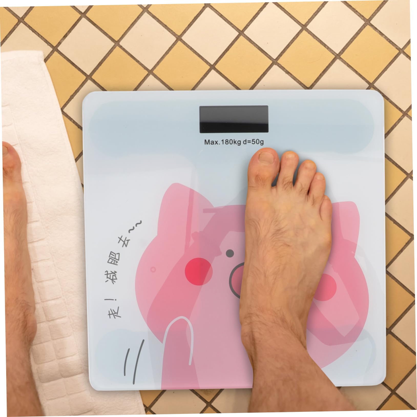 Báscula Corporal Digital de Dibujos Animados para Baño Doméstico | Cristal Templado, Chip de Alta Precisión y Pantalla Lcd Grande, Diseño Automático Batería Integrada