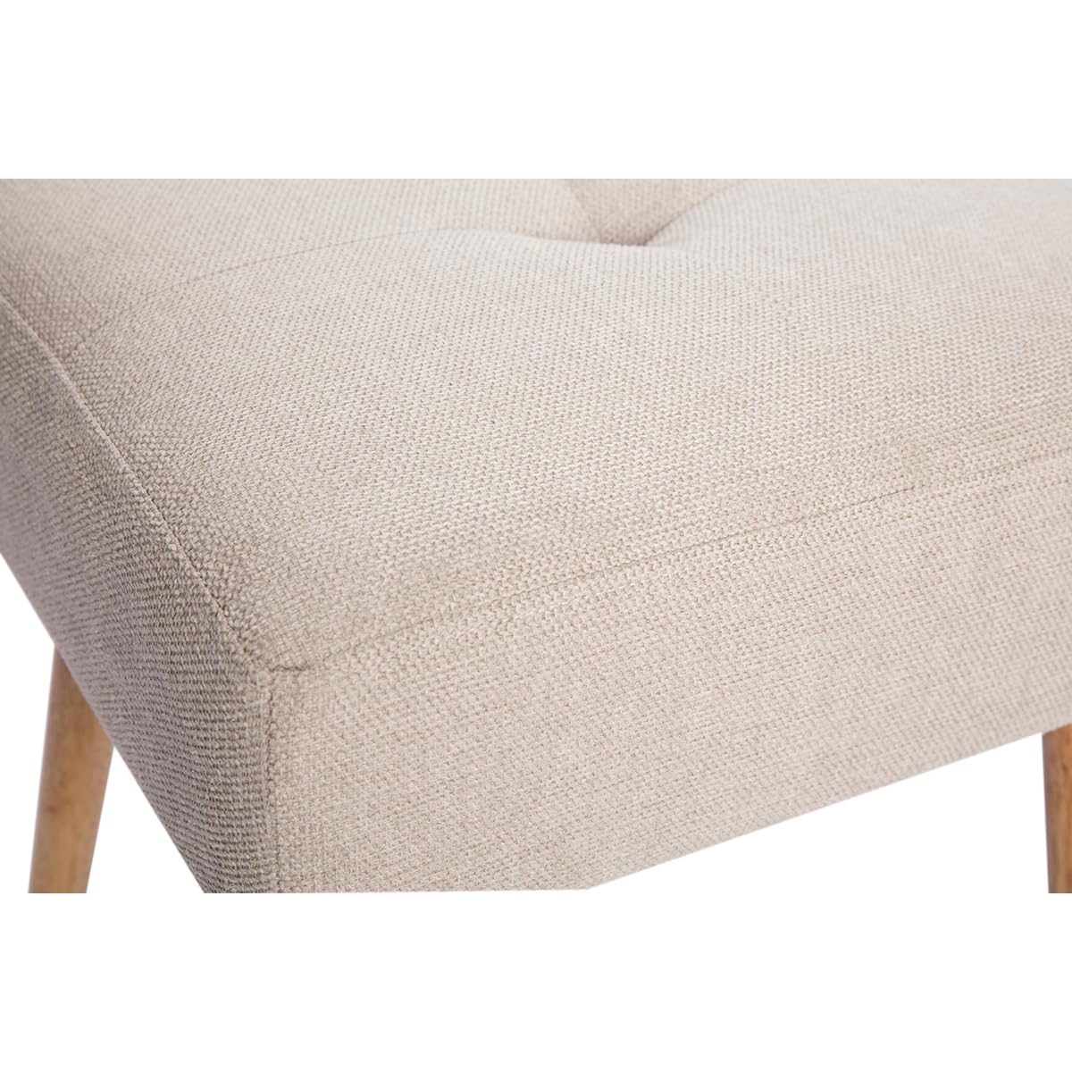 Miliboo - Taburete bajo de tela efecto terciopelo texturizado beige y madera maciza (46 cm), color beige