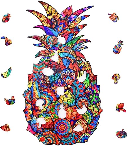 Miniatura 2 de Rompecabezas de madera para adultos, de 16 x 8.7 pulgadas, 200 piezas de forma única de madera de piña con caja de madera, decoración artística