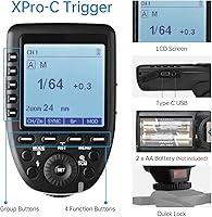 Vista 5 de Godox Disparador de flash inalámbrico Xpro-C TTL para Canon