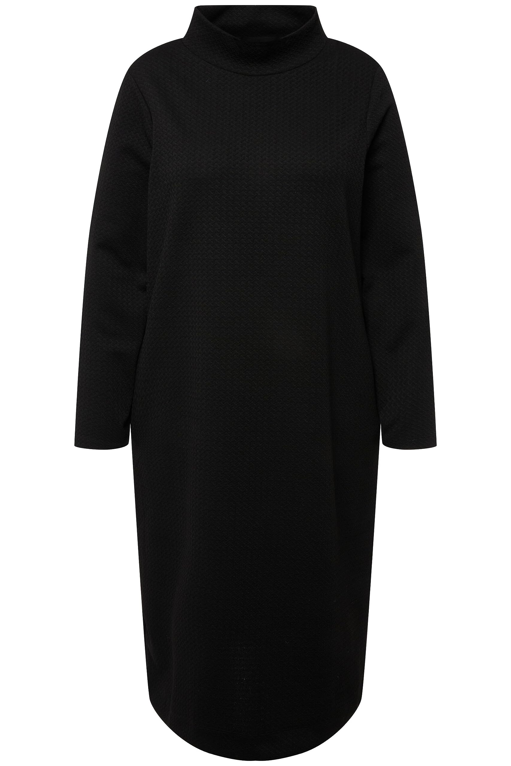 Ulla Popken Damen große Größen Übergrößen Plus Size Sweatkleid, Struktur, Taschen, Stehkragen, Langarm 821589