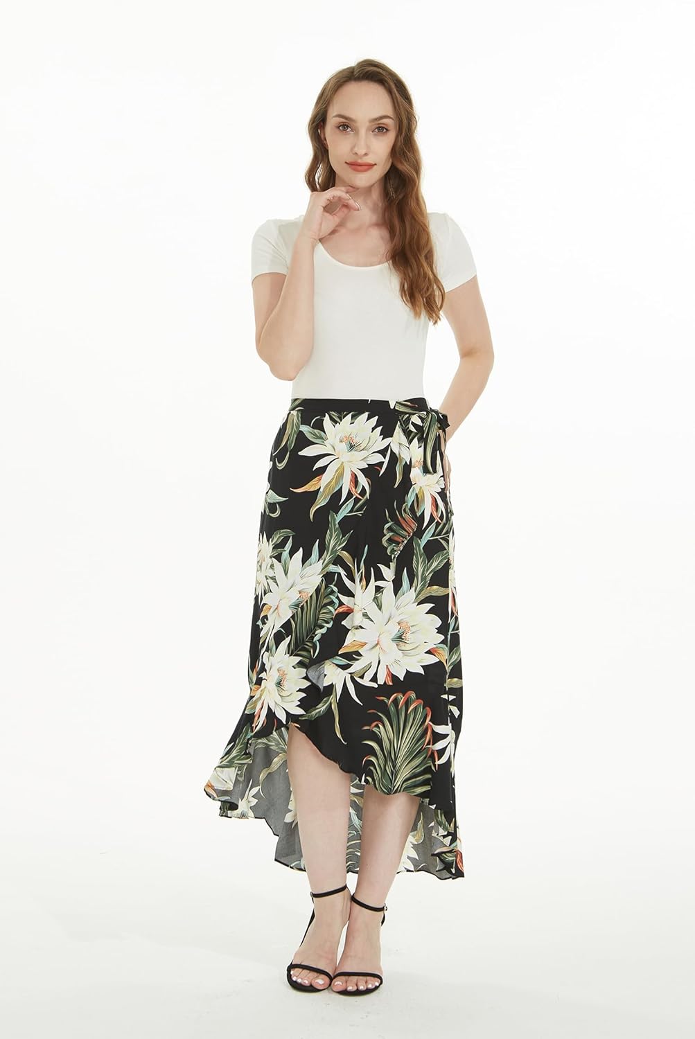 Matchable Family Hawaiian Luau Men Women Girl Boy Clothes in Wispy Cereus Black