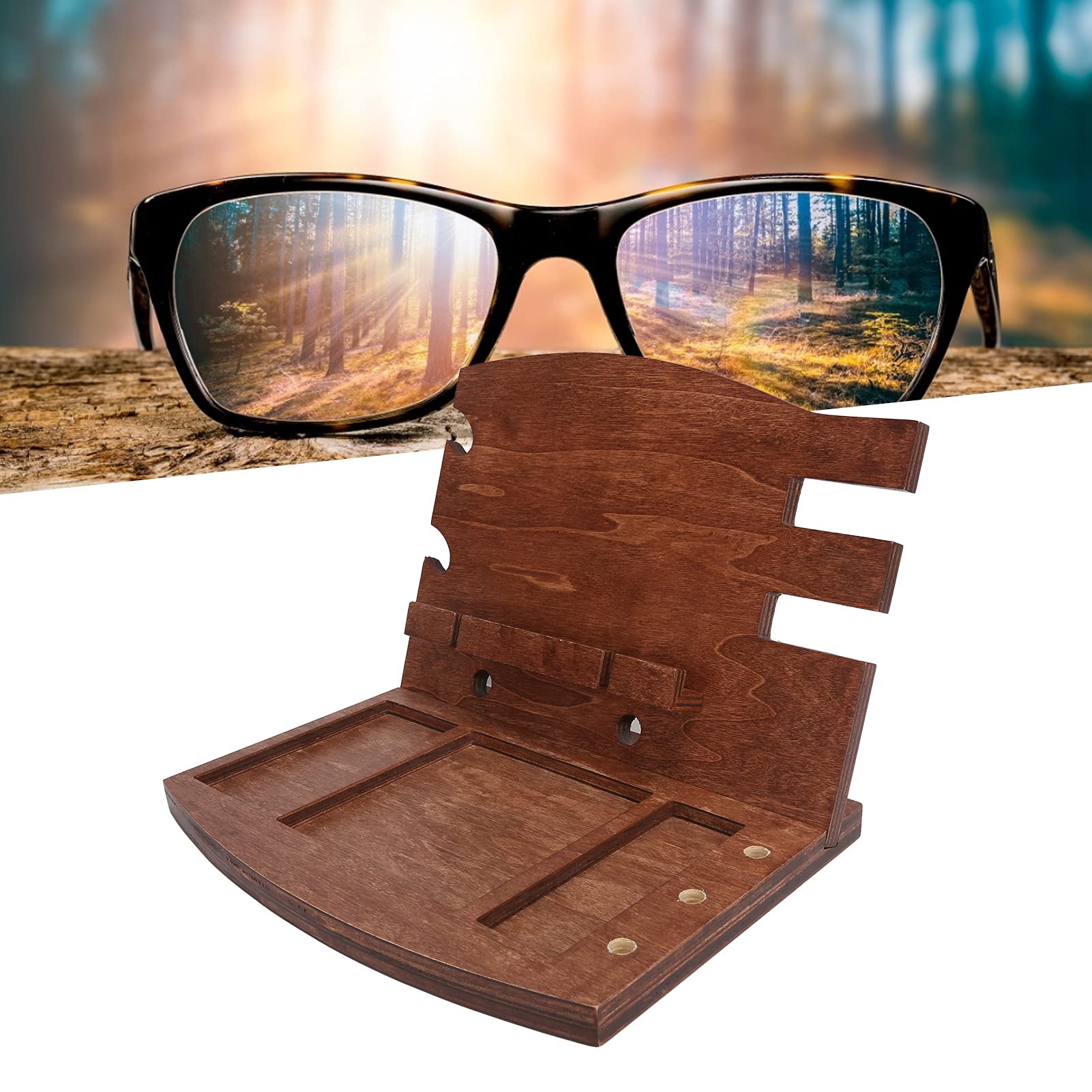 Supporto per Telefono e Stazione telefonica in Legno, Organizer per Docking Station, Staffa portaoggetti da scrivania Portachiavi Portafogli Porta Orologio Organizer per Uomo Donna Regalo