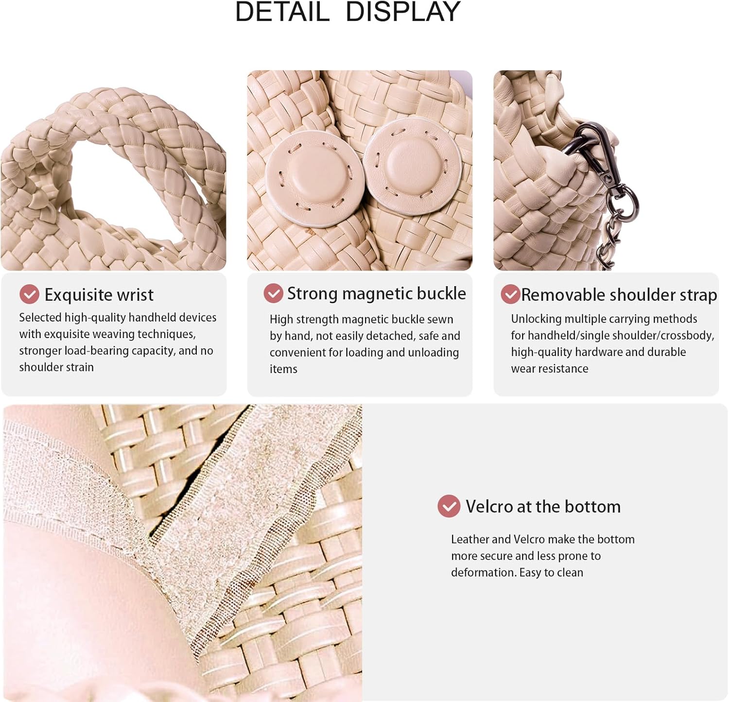 Woven Tote Bag for Women with Coin Purse, Foldable Chain Small Crossbody Handbags, Fashion Shoulder Bag, Hobo Satchel - Image 6