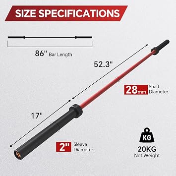 7FT Olympic Barbell Bar with Weight Plate Set Combo, Solid Olympic Bar with Bearings, 700Lbs Capacity Weight Bar for Home Gym Strength Training, Weightlifting, Powerlifting, Fit for 2 Olympic Plates