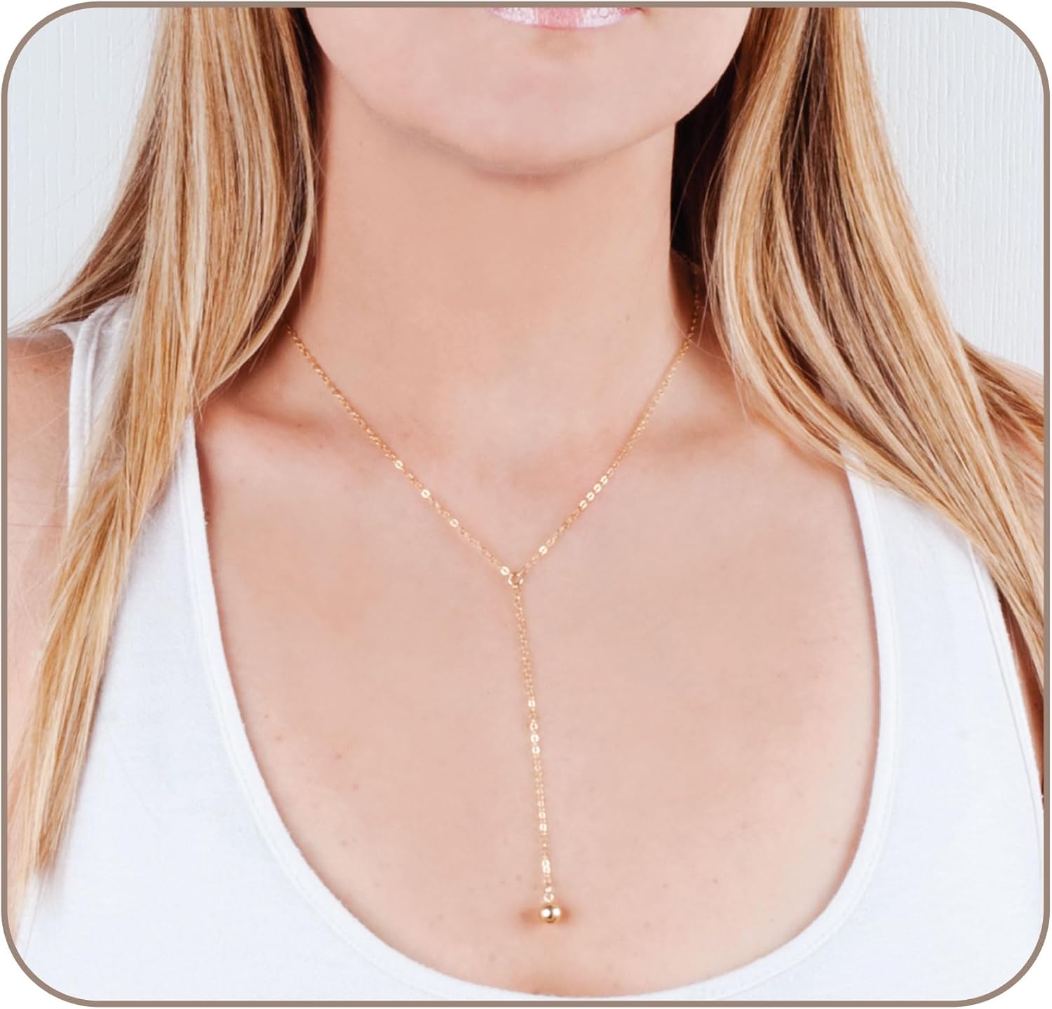 Long Lariat Necklace for Women – Delicate Y Necklace, Gold Filled or Sterling Silver, 17” -19"