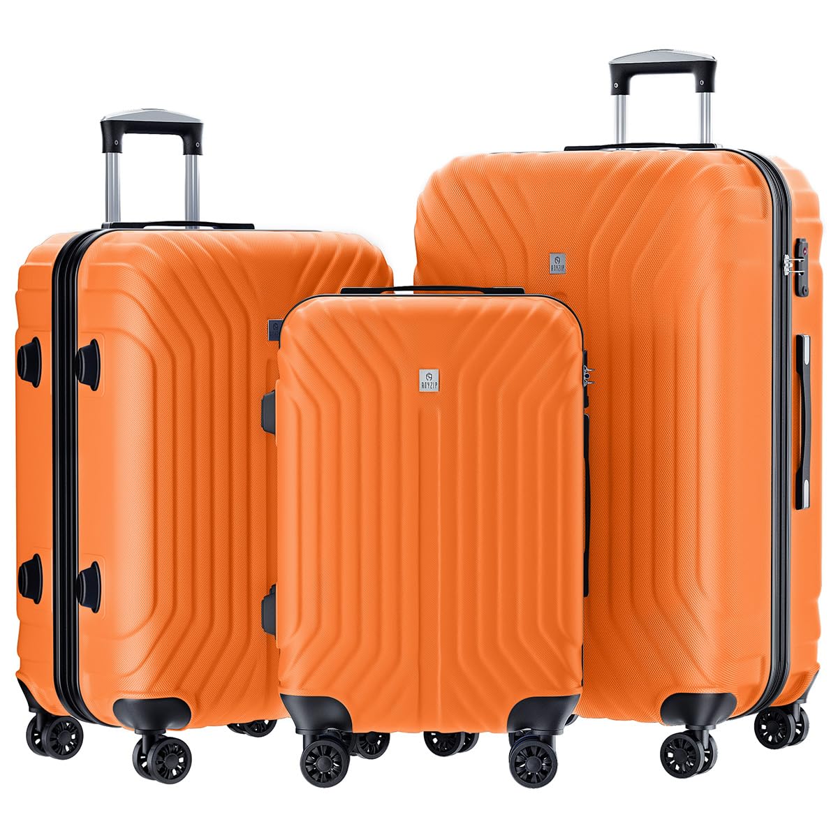 AnyZip Luggage Sets Expandable PC ABS 3 Piece Set Durable Suitcase with Spinner Wheels TSA Lock Carry On 20 24 28 Inch Orange