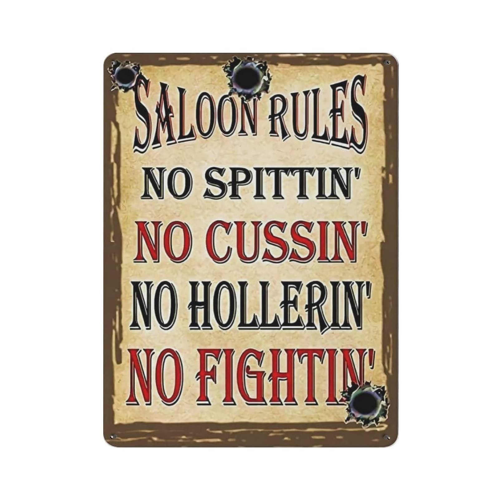 AOOEDM Saloon Rules Metal Sign for Home Coffee Garage Wall Decor Vintage Poster Bar Signs for Home Bar Retro Metal Tin Sign