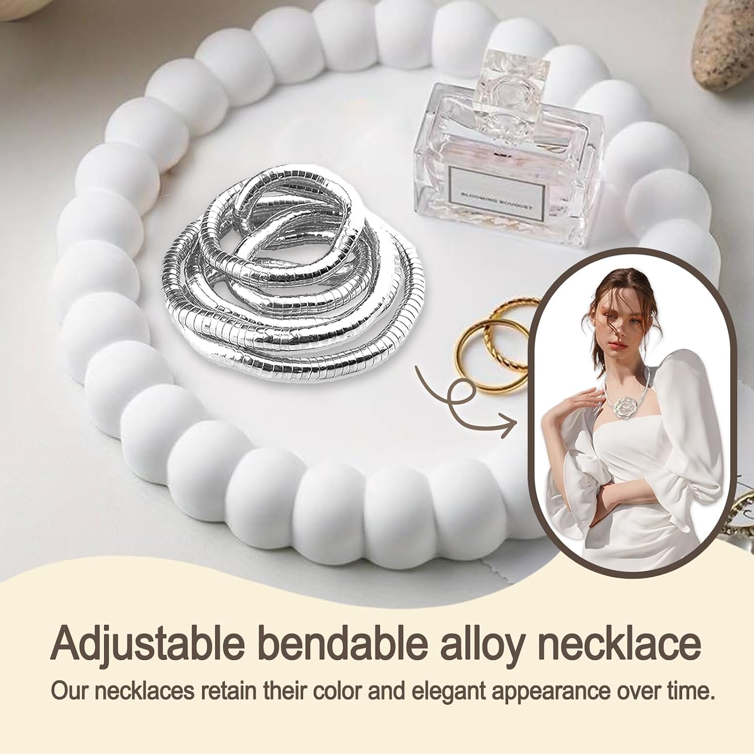 3 Pack Bendable Snake Necklace, Bendable Necklace for Women, Collar Multiusos, Versatile Flexible Adjustable Snake Bracelet Choker
