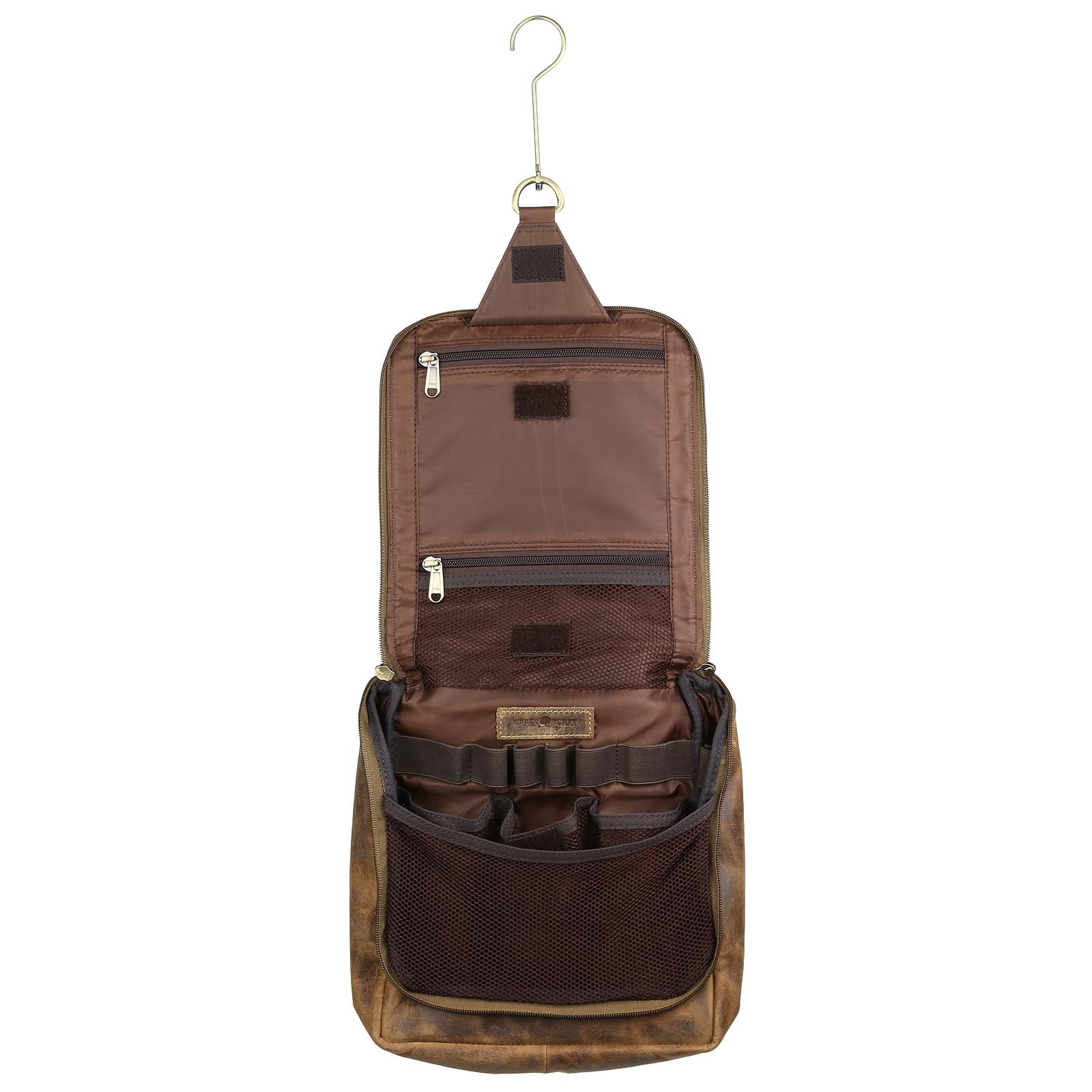 Greenburry - Vintage Kosmetiktasche Rindsleder Reisezubehör 1735-25, Braun, Einheitsgröße