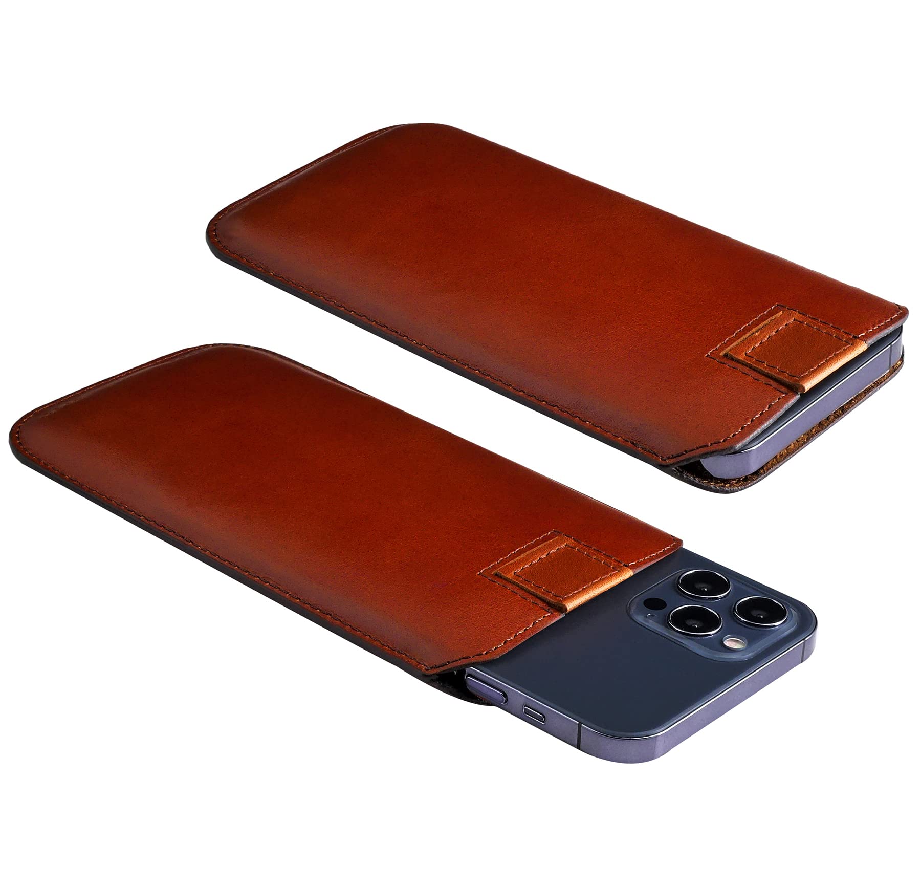 Hülle für iPhone 13 Mini 5.4 Tasche Schutz Cover Leder Antik Cognac + Silikon e