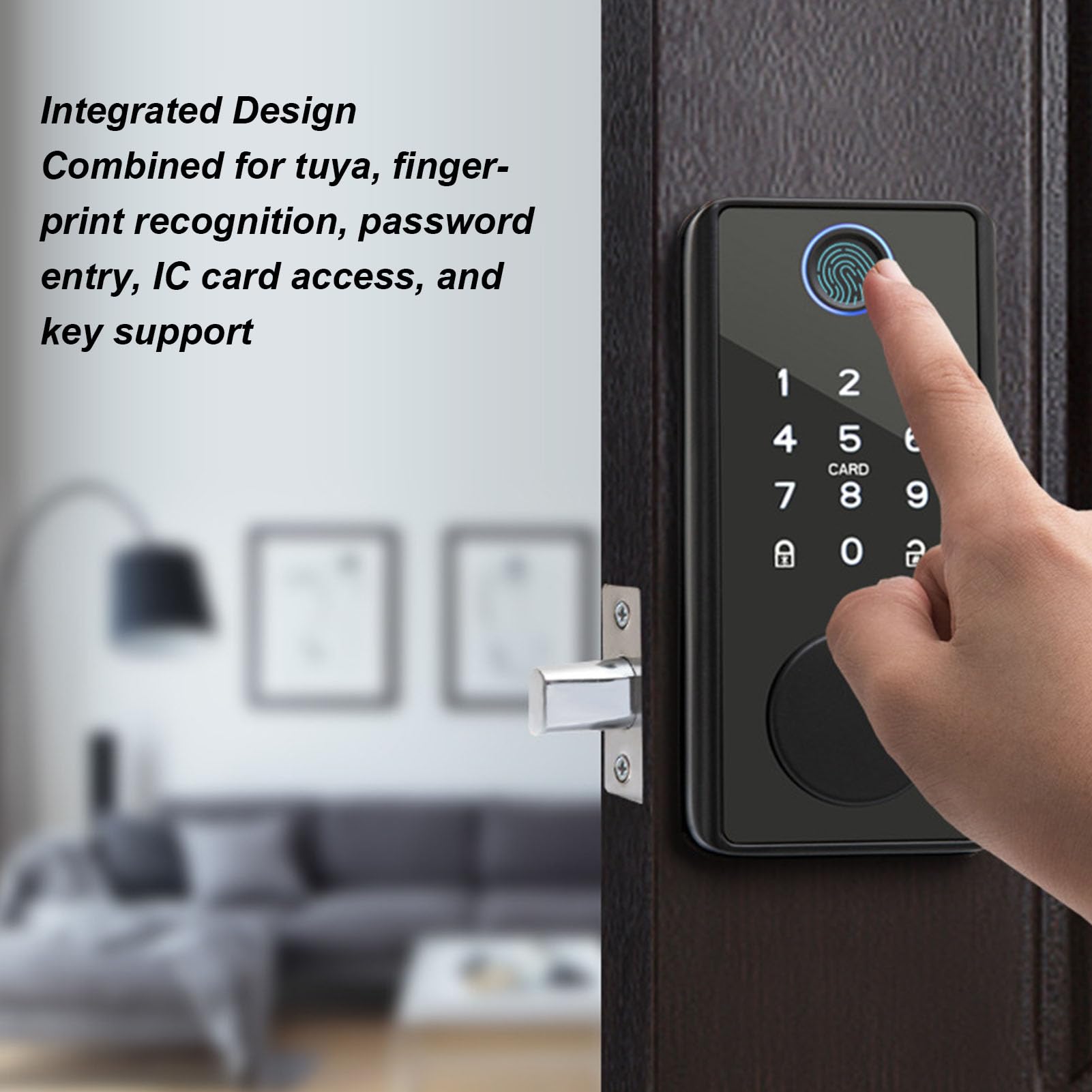 Luocute Serratura Intelligente per Porta con Impronta Digitale, Sensore a Semiconduttore in Lega di Alluminio Blocco Automatico Catenaccio di Sicurezza con Password Virtuale Carta IC