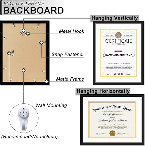Miniatura 6 de Fxojyvo Juego de 3 marcos para diploma negros de 11 x 14 pulgadas, exhibe documentos de 8.5 x 11 pulgadas con paspartú o de 11 x 14 pulgadas sin