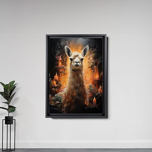 Miniatura 7 de Alpaca Llama Animal Print Portrait Framed Canvas Wall Art