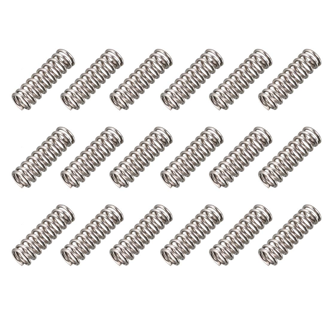 Sourcingmap Compression Spring - 1.2mm Wire Dia, 8mm OD, 25mm Free Length Spring Steel Extension Spring,Silver,18Pcs