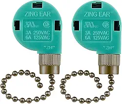 Pacote com 2 interruptores para ventilador de teto Dotlite listado pelo UL 3 velocidades 4 fios cabo de interruptor de corrente ZE-268S6 eletrodomésticos interruptor de controle de velocidade peças de reposição compatíveis com ventiladores de teto lâmpadas de parede (bronze)