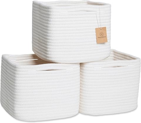 NaturalCozy Storage Cubes 9”x9”x7”Cotton Rope Woven Baske...