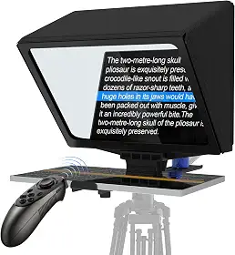 Teleprompter portátil de alumínio de 9,3 polegadas suporta filmagem em celular/câmera com vidro dividido 70/30, vem com controle remoto exclusivo e aplicativos compatíveis com iOS e Android