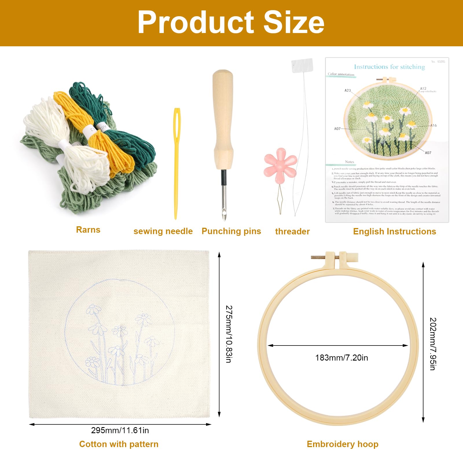 Kit Ricamo Punch Needle Per Principianti - Con Motivo Fiori E Piante - Foto 5