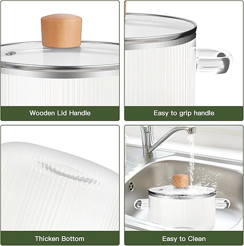 Miniatura 2 de Olla de cocción de vidrio con tapa, olla a fuego lento de 60.8 onzas, resistente al calor, estufa de borosilicato, olla de cocción de vidrio con